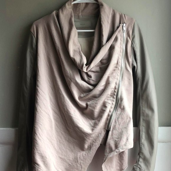 Blank NYC diagonal zip cream leather jacket sz s - Picture 1 of 5